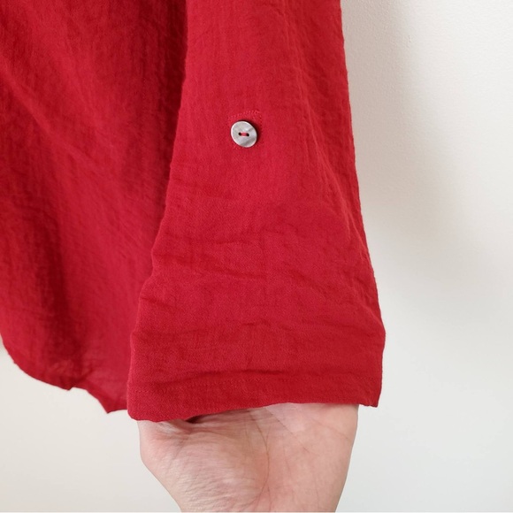 Habitat Button Front Asymmetrical Tunic Top - Picture 5 of 7